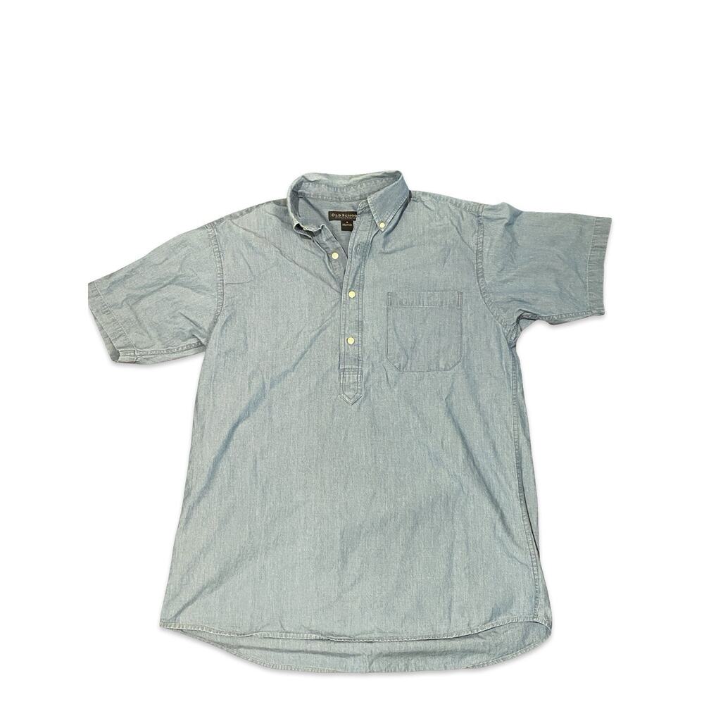 Old School Clothing Company Light Blue Cotton Short Sleeve Pullover Shirt - Med